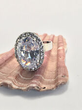 Womens Sparkly Large Cubic Zirconia Rhodium Plated Sizable Dress Ring Park Lane