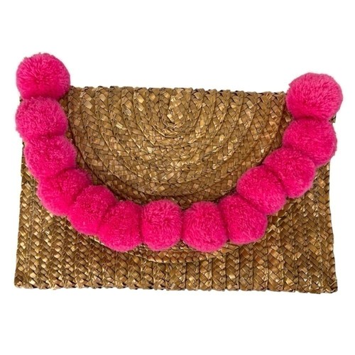 Shiraleah straw clutch pink - straw,