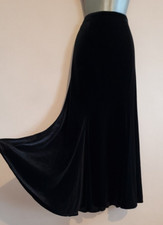 Black 12 14 Long Velvet Velour Vintage Full Mermaid Maxi Fishtail Skirt Gothic