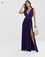 Asos Design Tall Premium Lace Insert Pleated Maxi Dress Size 8 TALL