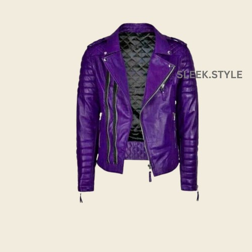 Mens leather lambskin purple - leather,