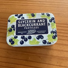 VINTAGE TIN (EMPTY) BOOTS Glycerin and Blackcurrant Pastilles 