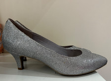 Solea Shoes Size UK 5 Silver Glitter Court Heel Party Occasion
