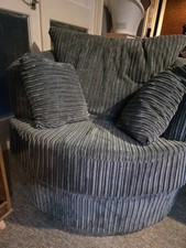Grey Fabric Swivel Cuddle Chair