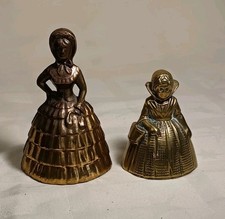 Vintage Crinoline Lady Shaped Pair Of Brass Bells 