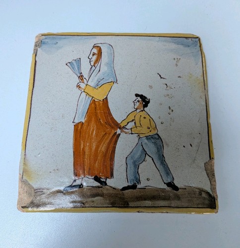Antique hand painted tile