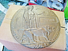 +MEDALS MEDALLIONS  WW1 MEMORIAL PLAQUE KILLED IN ACTION 27TH MARCH 1918  NO.45