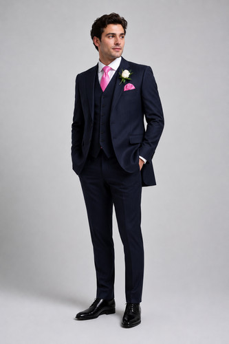 Navy pinstripe wedding suit - navy,