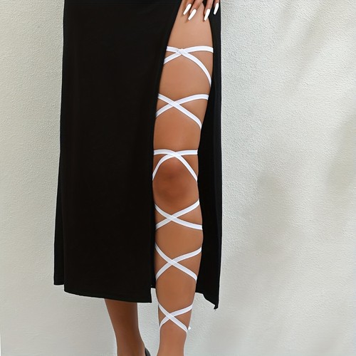 Elastic crisscross strappy - crisscross, leg