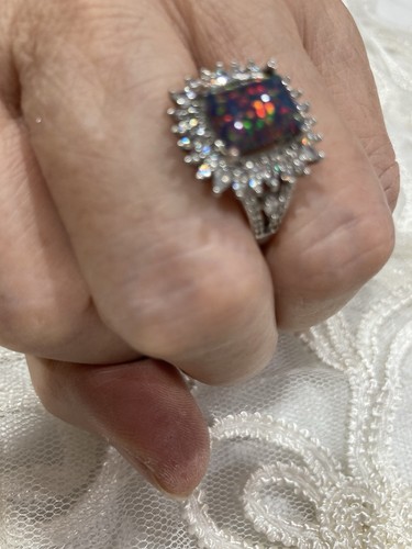 Black opal ring - black,