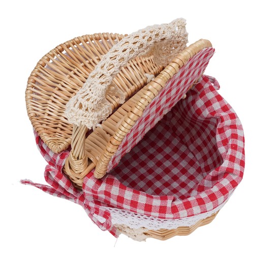Red plaid wicker - wicker, basket
