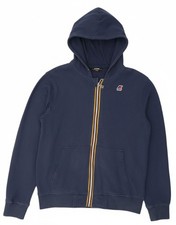 K-WAY Mens Zip Hoodie Sweater Medium Navy Blue Cotton DX60