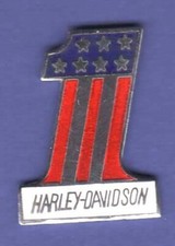 VINTAGE HARLEY-DAVIDSON Number 1 One Captain America Hard Enamel Lapel Pin - 1"