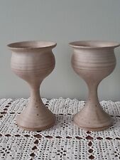 Pair 5.5"   High   Stoneware   Footed   Wine Goblets