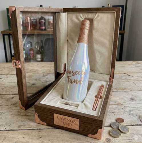 Money box prosecco wine bottle - prosecco,