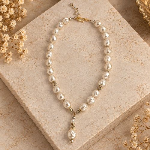 Vintage faux baroque pearl - faux,