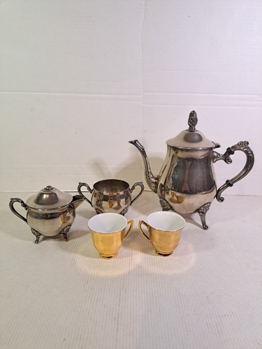 Vintage silver plated tea set - plated,