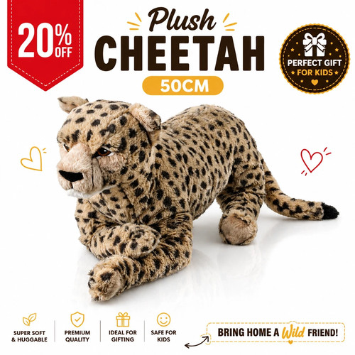 Premium 50cm plush cheetah - 50cm,