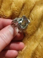 TGGC Sterling Silver Prasiolite Ornate Ring Size N.