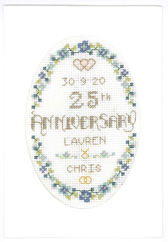 Cross stitch card for - , silver