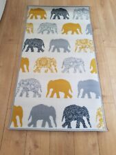 Kids Elephant Themed Rug. 80cm x 150cm. Grey/ Yellow/ White. Lovely Item. New 