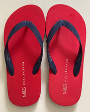 **MARKS & SPENCERS FLIP FLOPS NEW SIZE XS 3-4 BLUE & RED DESIGN BEACH POOL**