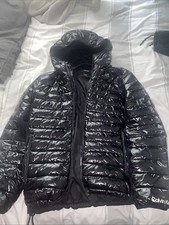 Calvin Klein Men's Long Puffer Jacket White/Black, Size M