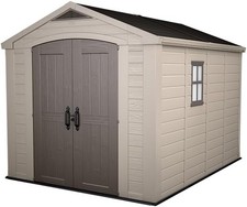 Keter Factor Outdoor Garden Storage Shed, Beige, 8 x 11 ft