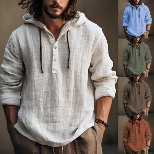 Men cotton linen hoodies - men's,