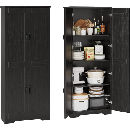 Black ash tier pantry - black,