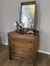 Vintage Oak Drawers  With Mirror  Oak Dressing Table Chest Of Drawers 