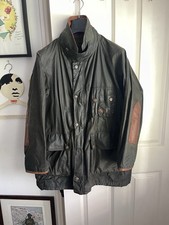 Vintage Mulberry Oil Waxed Jacket. Size Large. Green & Brown Leather. VGC