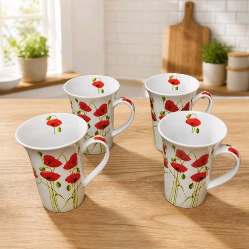 White ceramic floral poppy - white,