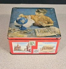 Jacob & Co. Vintage Biscuit Tin W R Liverpool LTD, Postage Stamp Collection
