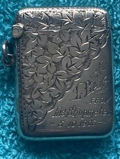 Antique Edwardian Sterling Silver Inscribed Vesta Case - L Bax from Shopmates