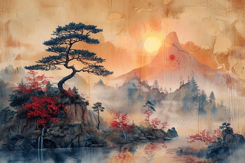 Japanese landscape canvas - landscape,
