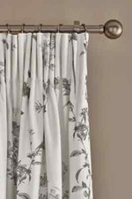 NEXT BLACK WHITE Floral Pencil Pleat Blackout/Thermal Curtains,W117 Drop 137cm