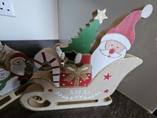 Wooden Sleigh with Santa and