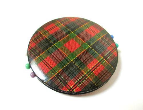 Antique tartanware flat disc - antique,