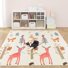 Foldable Baby Play Mat 200 x 180 cm Extra Large Baby Floor Mat w/ Carry Bag