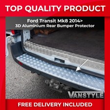 FOR FORD TRANSIT MK8 14> TOUGH ANODISED ALUMINIUM 3D REAR BUMPER PROTECTOR COVER