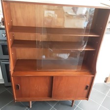 Bookcase with cabinet & glass sliding doors