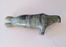 RARE EARLY VINTAGE C1960 ESKIMO CARVED SOAPSTONE ART - SEAL - CANADA