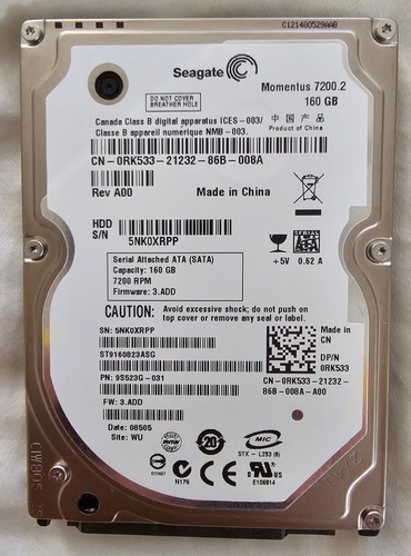 160 sata seagate momentus - gb,