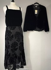 Fragile Silk Velvet Cami Skirt Blazer Jacket 3 Piece Dress Suit Set L 14 16 BNWT