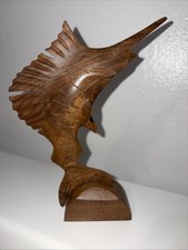 Vintage Hand Carved Wooden Swordfish Marlin Marine Collectible Sculptures