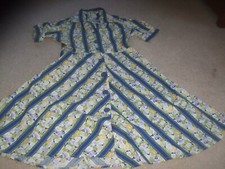 retro vintage Shelana 50s 60s shirtwaister dress blue stripe green floral 10 12