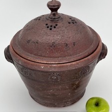 Oxshott/Wren Studio Pottery. Lidded Pot Pierced Lid & Rosette Decoration. 33cm.