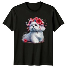 Maltese Dog With Flowers