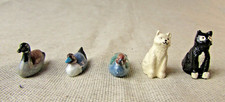 5 Vintage Miniature Ducks & Cats Bonsai Garden Figures Assortment.